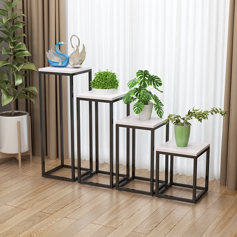 Стеллаж для цветов M001 металлическая подставка в стиле ретро золотисто зеленого