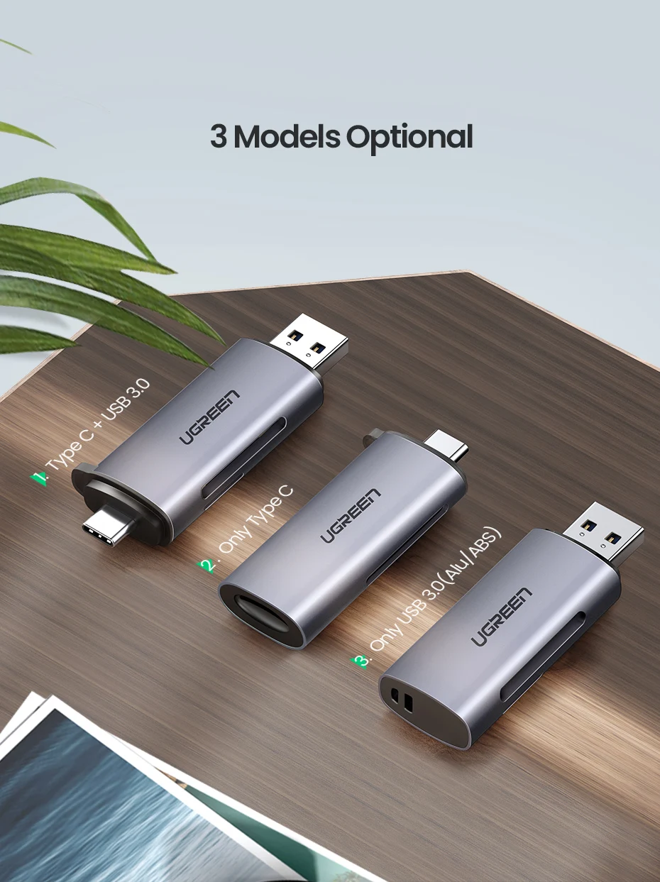 Ugreen кард-ридер USB 3,0 type C для SD Micro SD TF адаптер для ноутбуков Аксессуары OTG кардридер смарт-карта памяти SD кардридер