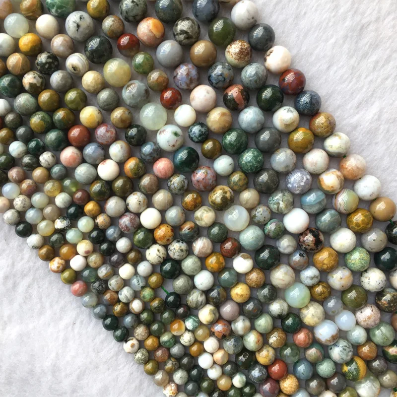 2 нити Натуральная Подлинная разноцветная зеленая желтая белая океанская яшма