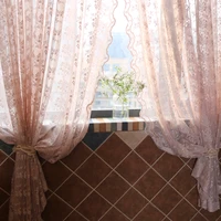 a panel of 2pcs vintage style pink lace sheer curtains for wedding pink voile custom window screens for marriage girls bedroom