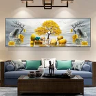 Картина в скандинавском стиле с изображением золотого камня и дерева, плакаты и принты, картина, семейное украшение для гостиной, настенная живопись