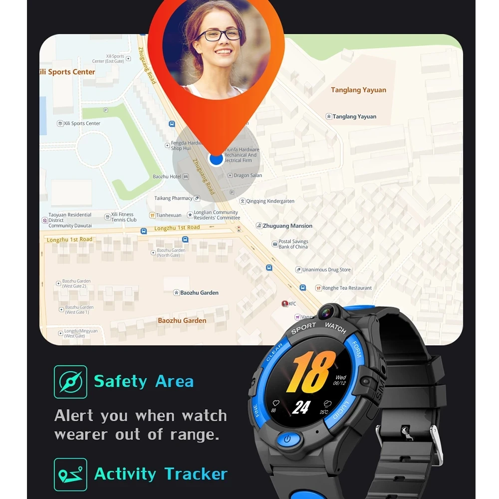 Смарт-часы GEJIAN GPS для мужчин и женщин Детские с Wi-Fi видеозвонком 4G SIM-картой