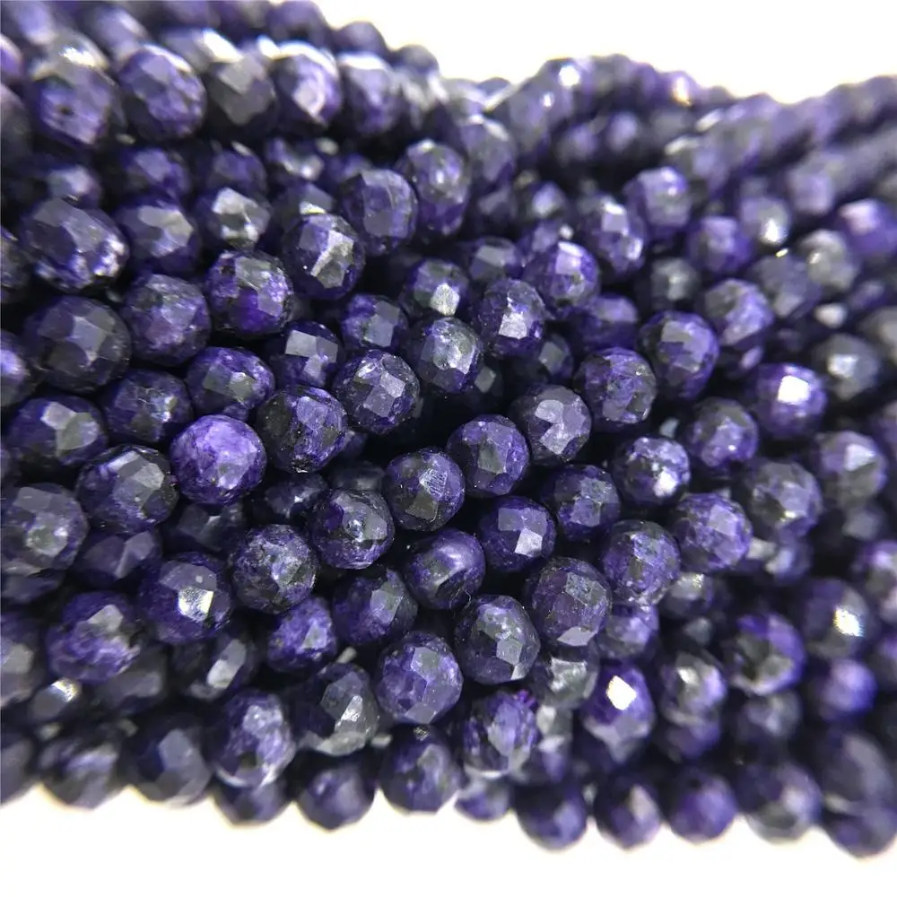 Граненые бусины Charoite из фиолетового кварца 4 мм незакрепленные для изготовления