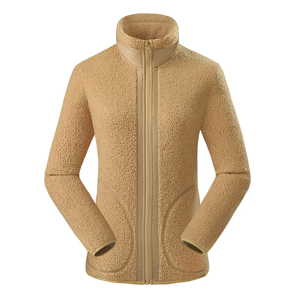 Women's Thermal Fleece Full Zip Long Sleeve Pullover Winter Bodywarmer Outdoor Casual Warm Polar Fleece Jacket Coat Sweatshirt