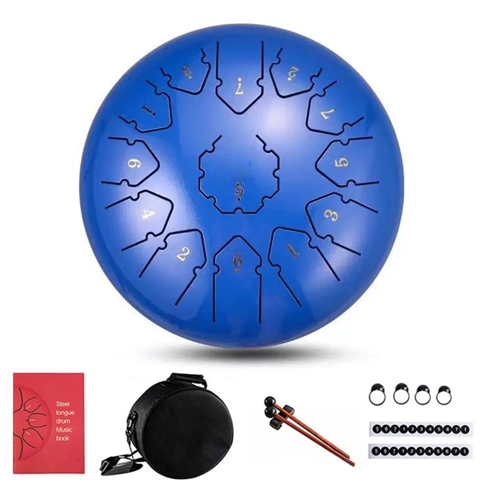 1 12 дюймов 13 нот Hangdrum Handpan стальной язык барабан с молотками музыкальная Книга сумка ударный инструмент для музыкальных терапевтов - Цвет: 1