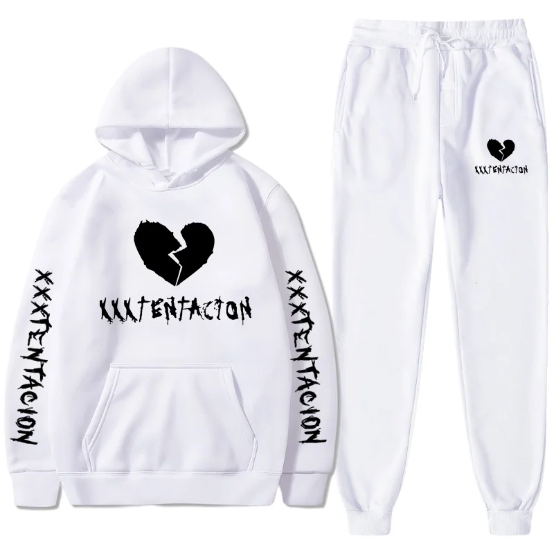 

XXX Men Hoodies Sweatshirts Hip Hop Anime Show Singer Printed Plus Fleece Fashion Pullover Sportswear Casual Hoody +Pants Suit
