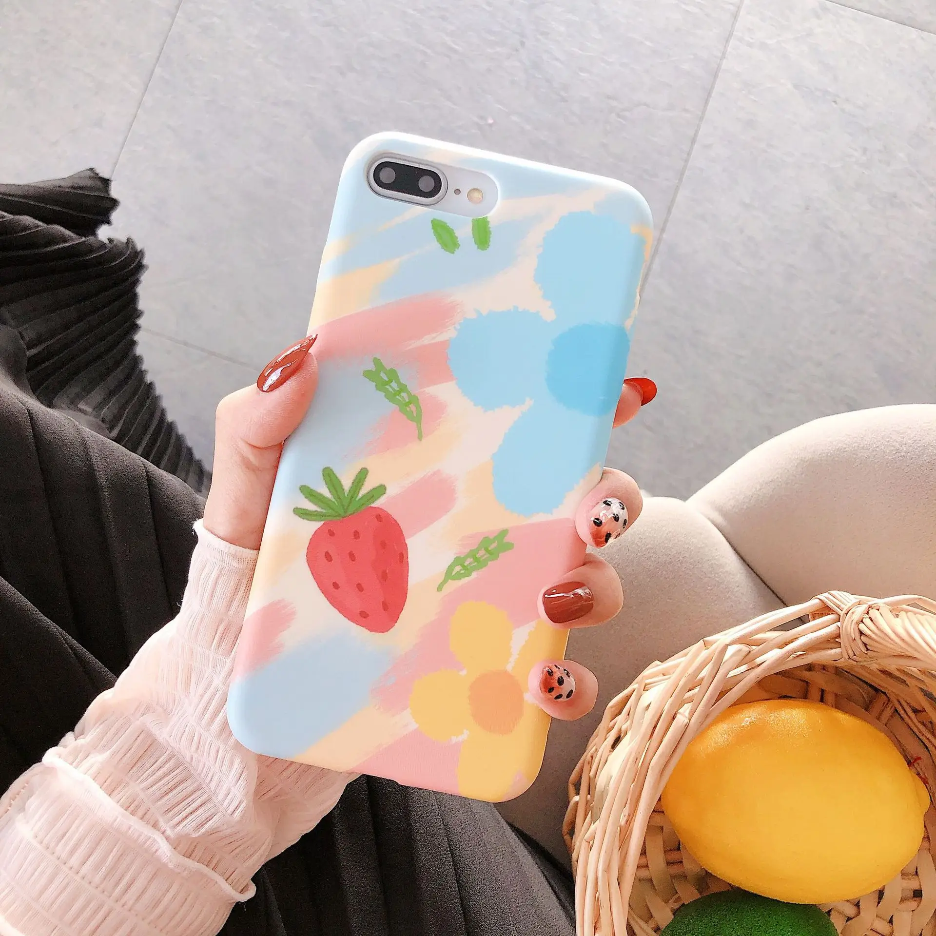 Мягкий женский чехол в Корейском стиле с изображением клубники для 11 Pro Max XR IPhone 7 6