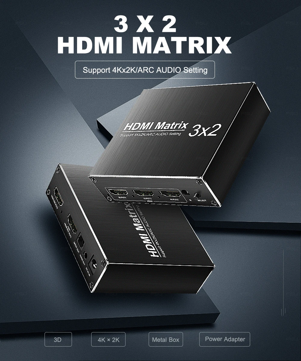 4k 60Hz HDMI матрица 3 в 2 Выход HDMI переключатель 2,0 HDR 3x2 аудио экстрактор ARC для xbox HDTV PS3 PS4 проектор разветвитель концентратор