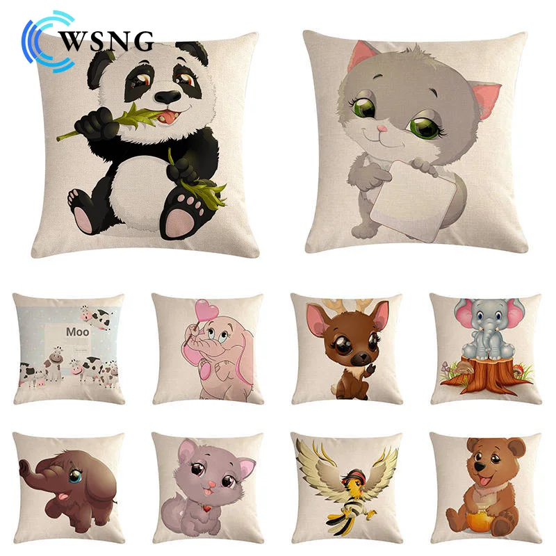 

Creative ElephaCreative Elephant Panda Pillowcase Animal Linen Pillowcase Living Room Sofa Decorative Cushion Cover