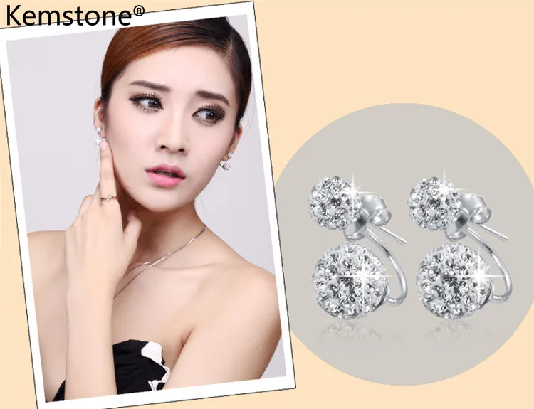 Kemstone элегантные медные посеребренные серьги с цирконием кубической огранки