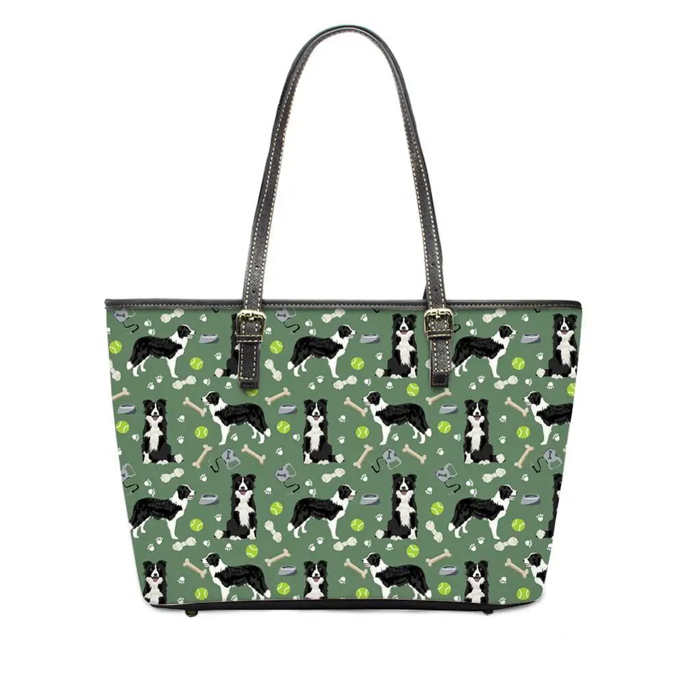 

FORUDESIGNS/фирменный дизайн; Роскошные Для женщин полиуретановая Наплечная Сумка Смешные колли узор большой от известного бренда Sac a Main Femme