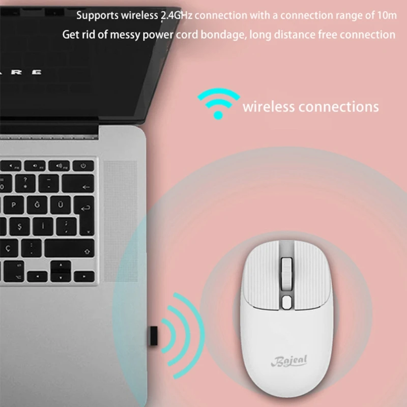 Женская беспроводная мышь 2 4 ГГц 1200DPI с беззвучным ключом USB перезаряжаемая для