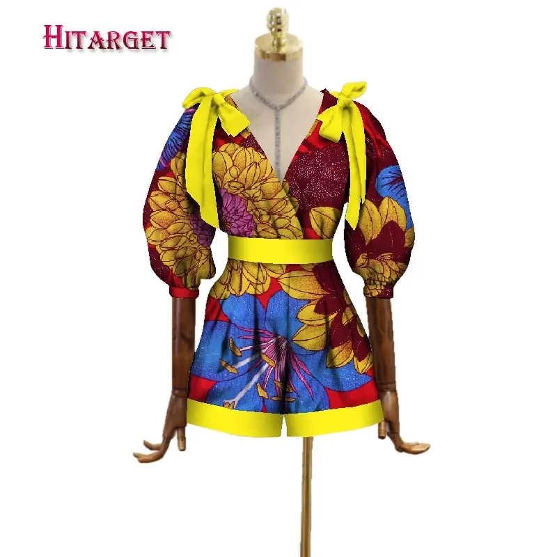 Осенний Африканский женский хлопковый восковой комбинезон с принтом Шорты базин