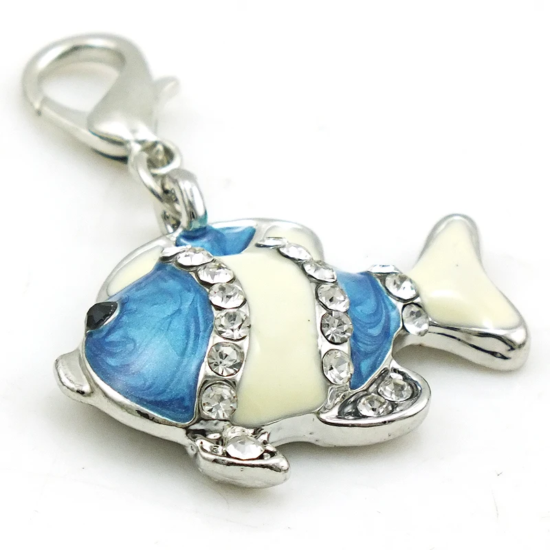 JINGLANG модные Лобстер белые стразы синий эмалированная рыба костюмированной