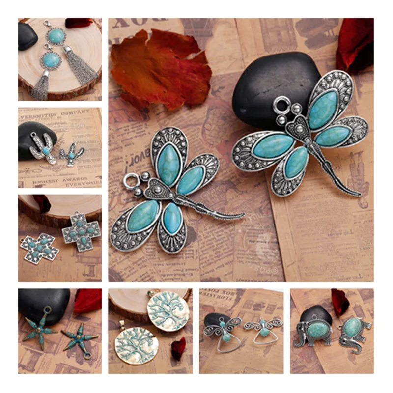 Подвески DoreenBeads из сплава цепочки ручной работы со стрекозой КАКТУСОМ морской