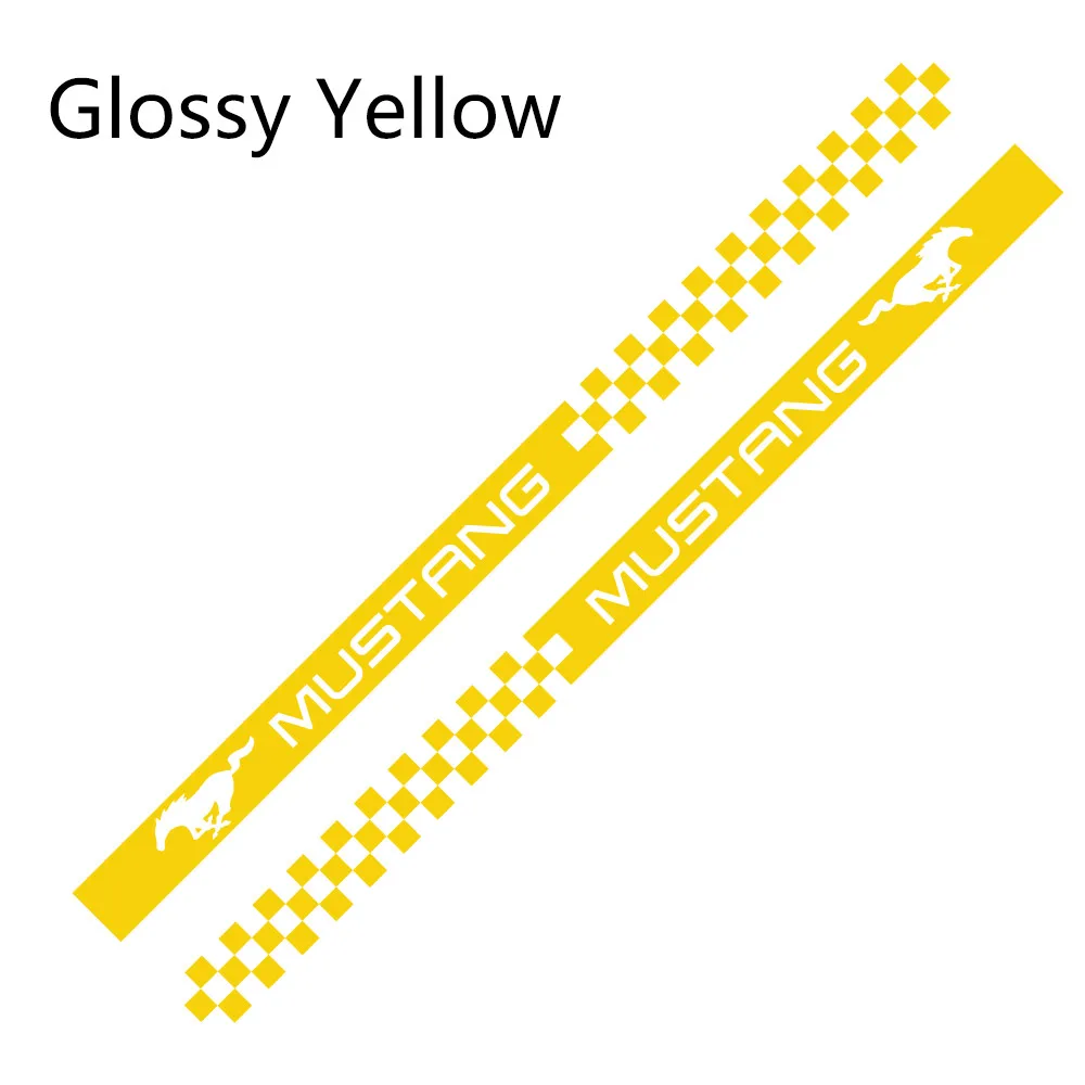 Glossy Yellow 2 шт. боковые полосы автомобильные наклейки Автомобильная виниловая пленка наклейка Спортивная графика для Ford Mustang автостайлинг автомобильные принадлежности для тюнинга - Название цвета: Glossy Yellow