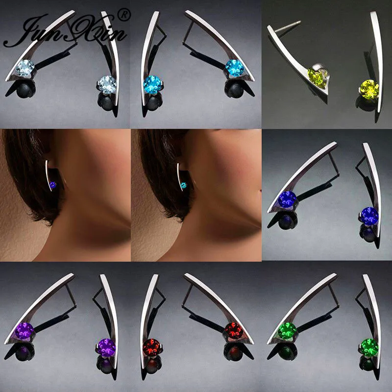 Минималистичные геометрические серьги гвоздики для женщин белые золотые