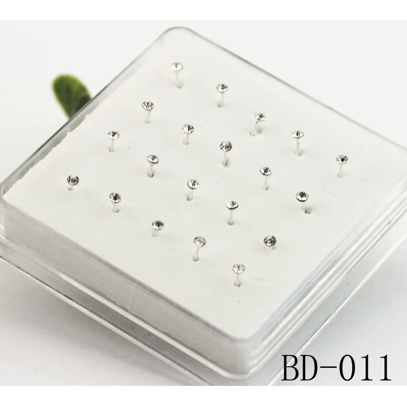 White 20 шт./кор. нос шпилька форма ручки 1,5 мм 2 мм 2,5 мм скрепленный Кристалл для женщин украшение для пирсинга носа серебряная брошь с помпоном кольцо-гвоздик в нос - Окраска металла: White