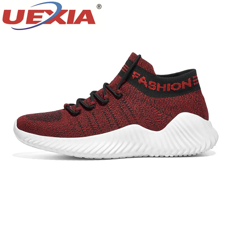 red 005 UEXIA/кроссовки; Повседневная обувь; Мужская прогулочная Обувь На Шнуровке; сезон весна-осень; модная дышащая удобная мужская обувь; zapatos hombre - Цвет: red 005