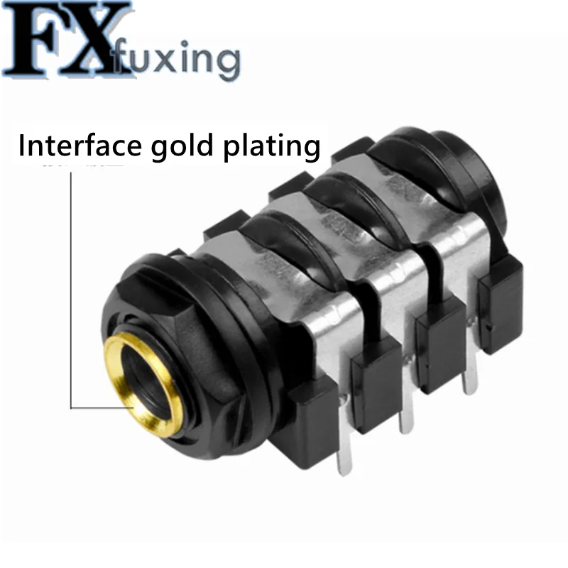 

1PCS 1/4" 6.35 mm Stereo Audio Socket Jack Connector 6.5 mm PCB Solder Right Angle Tip Ring Sleeve TRS Interface Gold Plating