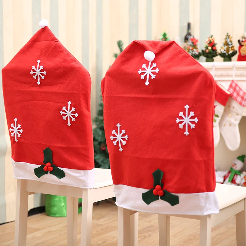 

Christmas Print Santa Claus Snowflower Chair Cover Party Home Dining Decoration Christmas Decorations For Home