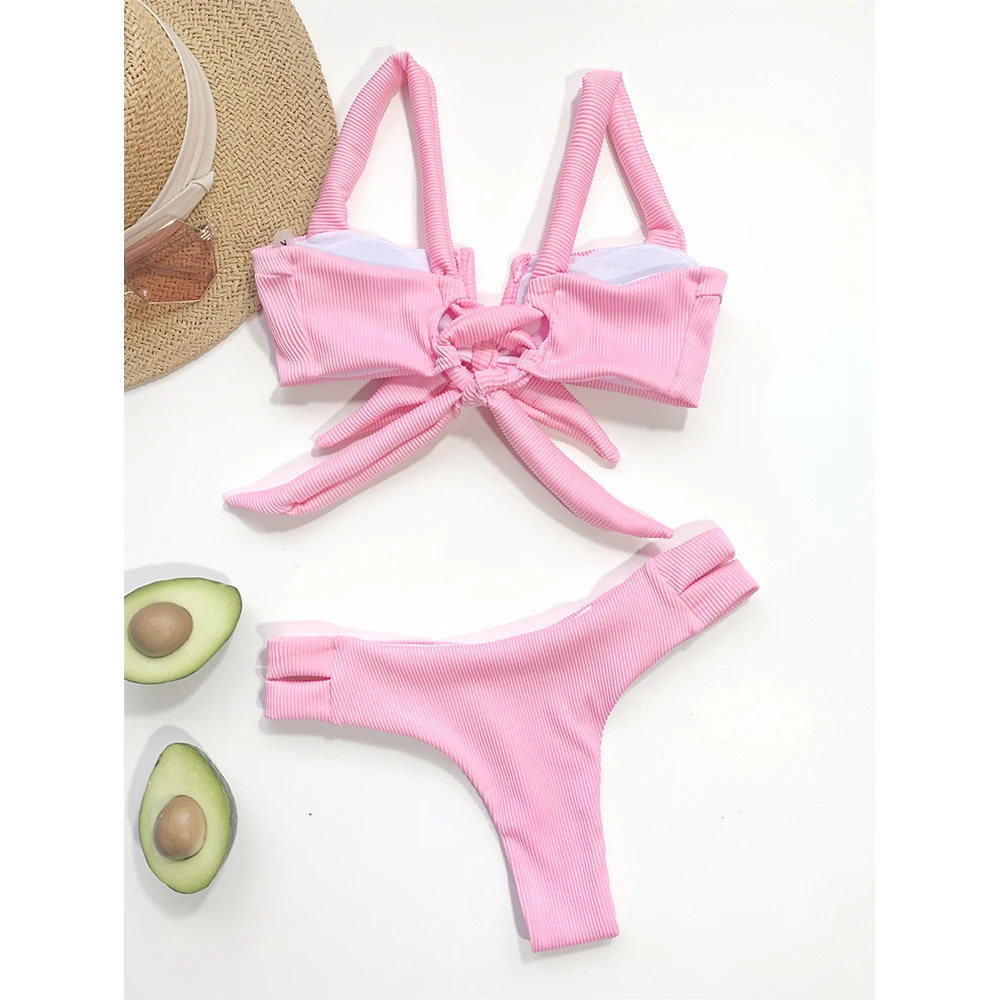 

V-Neck Bikini Women 2021 New Sexy Swimwear Swimsuit Female Two Pieces Bikini Set Bather Bathing Suit Summer Beach Wear Swim Lady