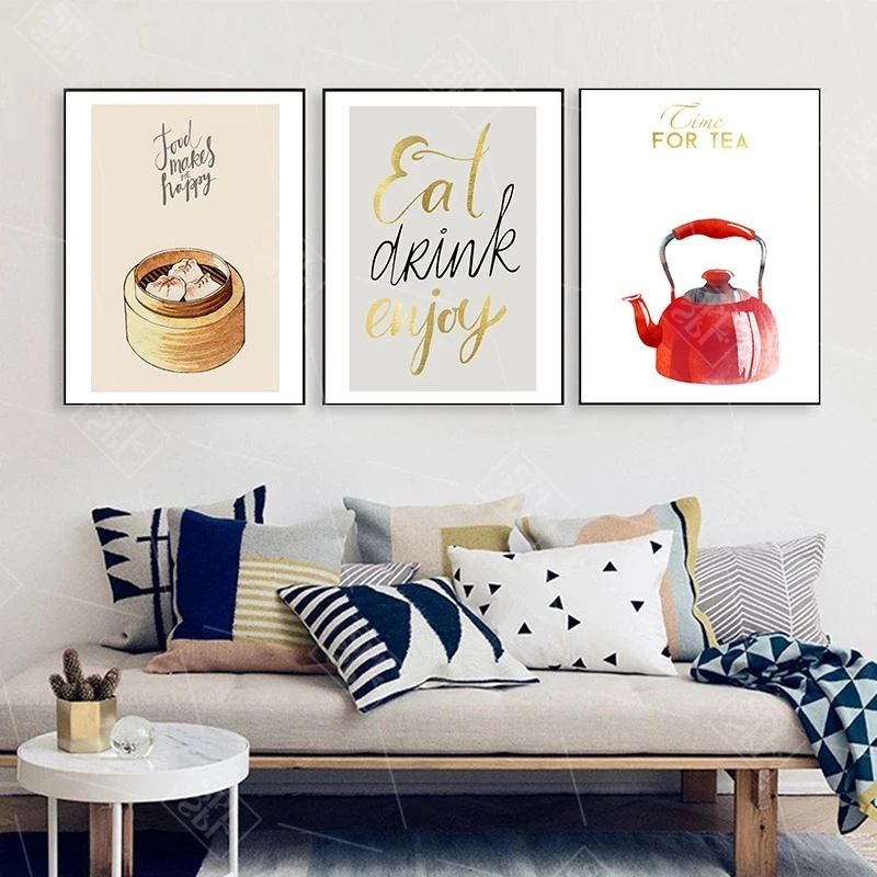 Постеры в китайском стиле для кухни ресторана домашний декор чайник кофе лапша