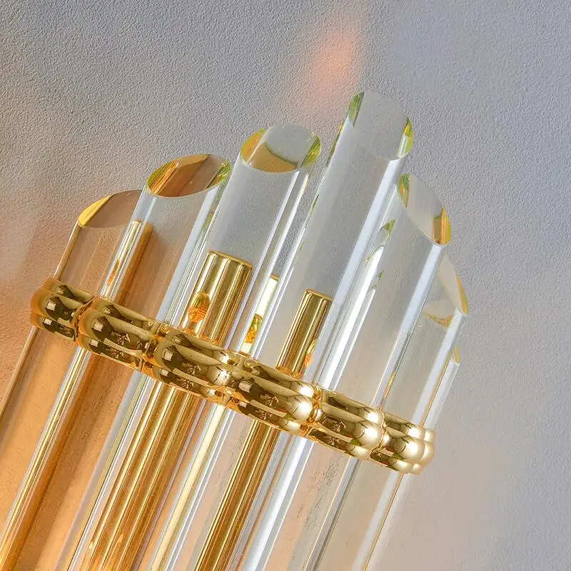 

LED modern crystal wall lamp living room bedroom lamp golden aisle decoration wall lamp