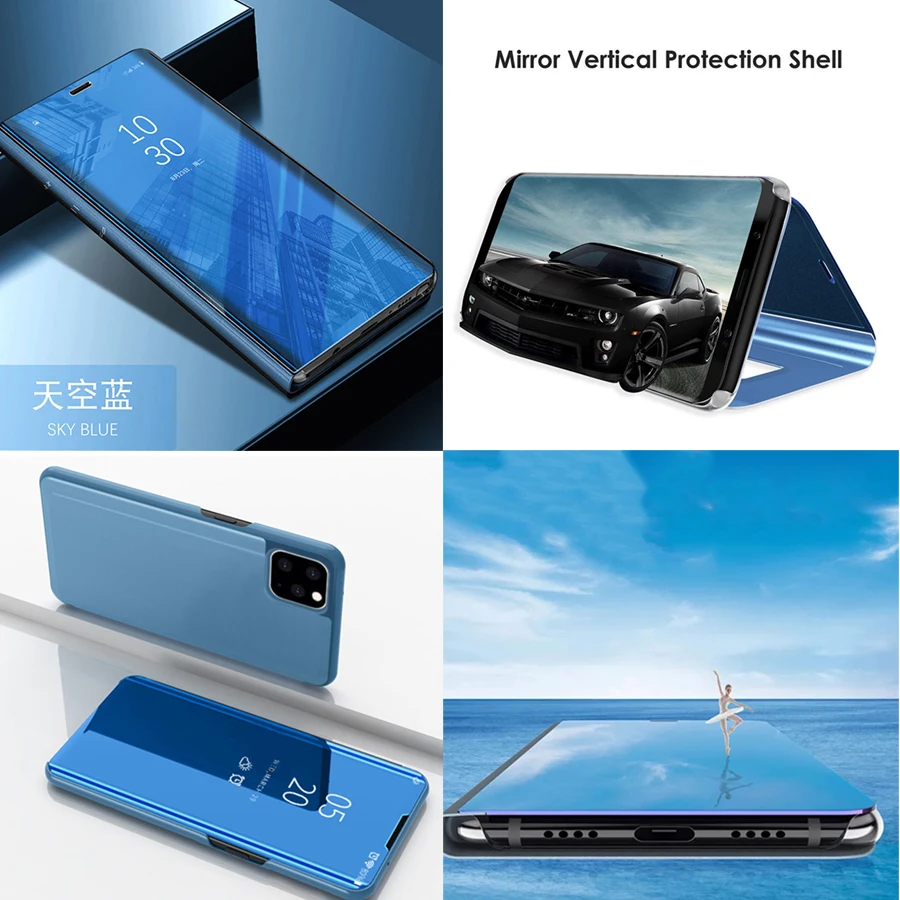 Alxun For Apple iPhone 11 Pro Max Case Coque Luxury Mirror Flip Leather Stand Smart View Back Cover | Мобильные телефоны и