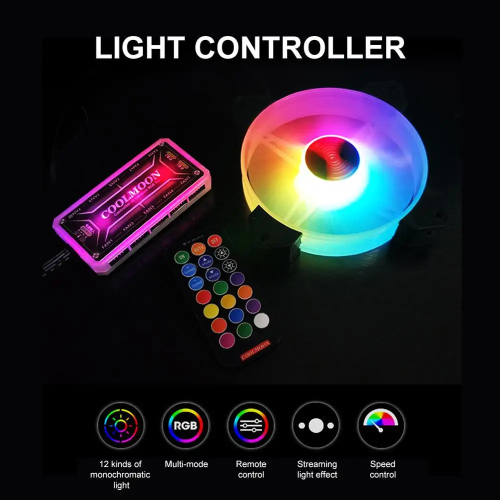 Бесшумный чехол DR12 Pro для компьютера ПК вентилятор RGB настраиваемый светодиодный