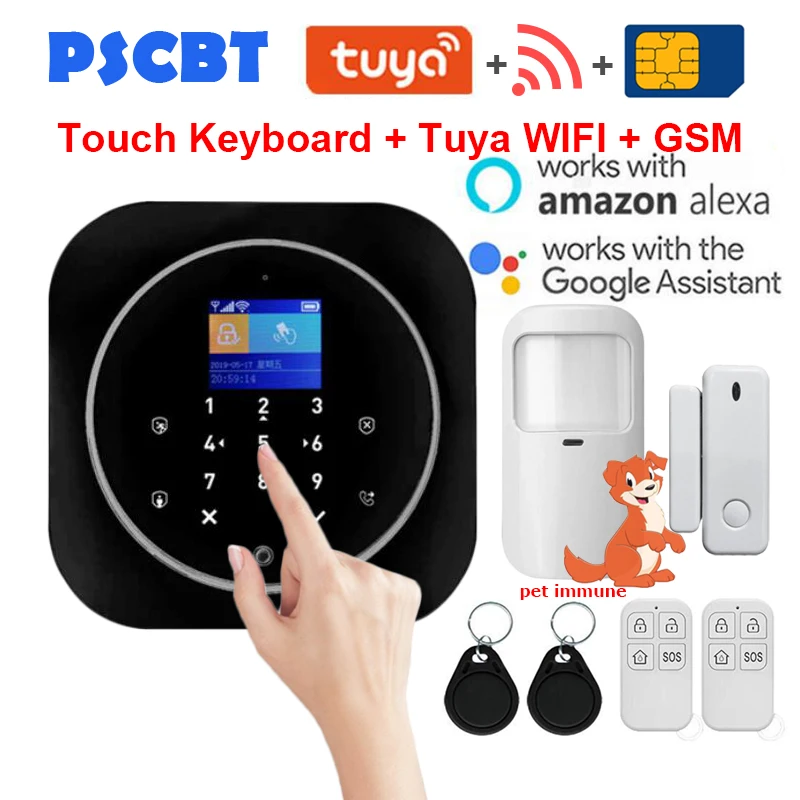 PS12 Tuya домашняя охранная Wi-Fi сигнализация GSM SIM карта телефон дозвон приложение дистанционное управление 11 видов языков вор охранная сигнализация