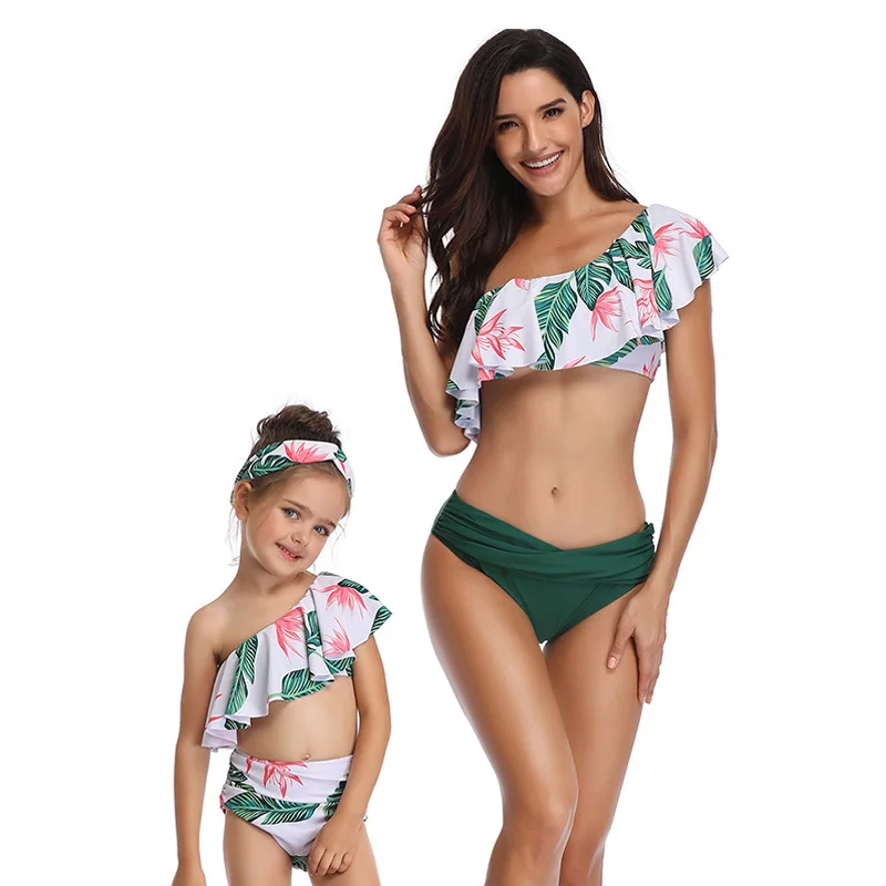 Купальники для мамы и ребенка слитное боди пляжная одежда родителей детей