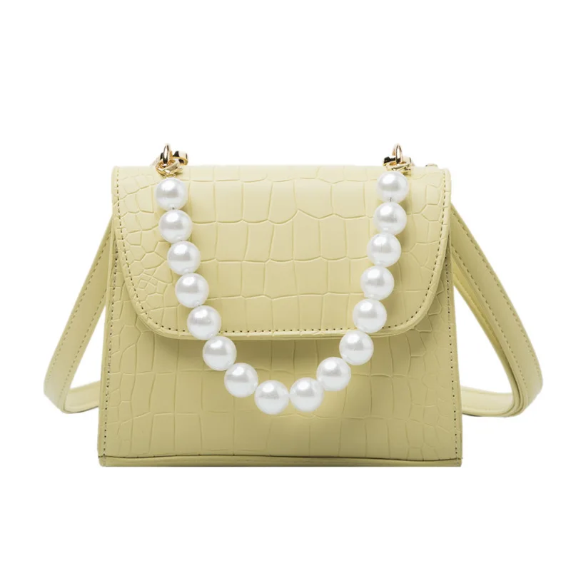 

High-quality PU messenger handbags2021new Korean fashion ladies pearl handbags wild one-shoulder popular casual small square bag