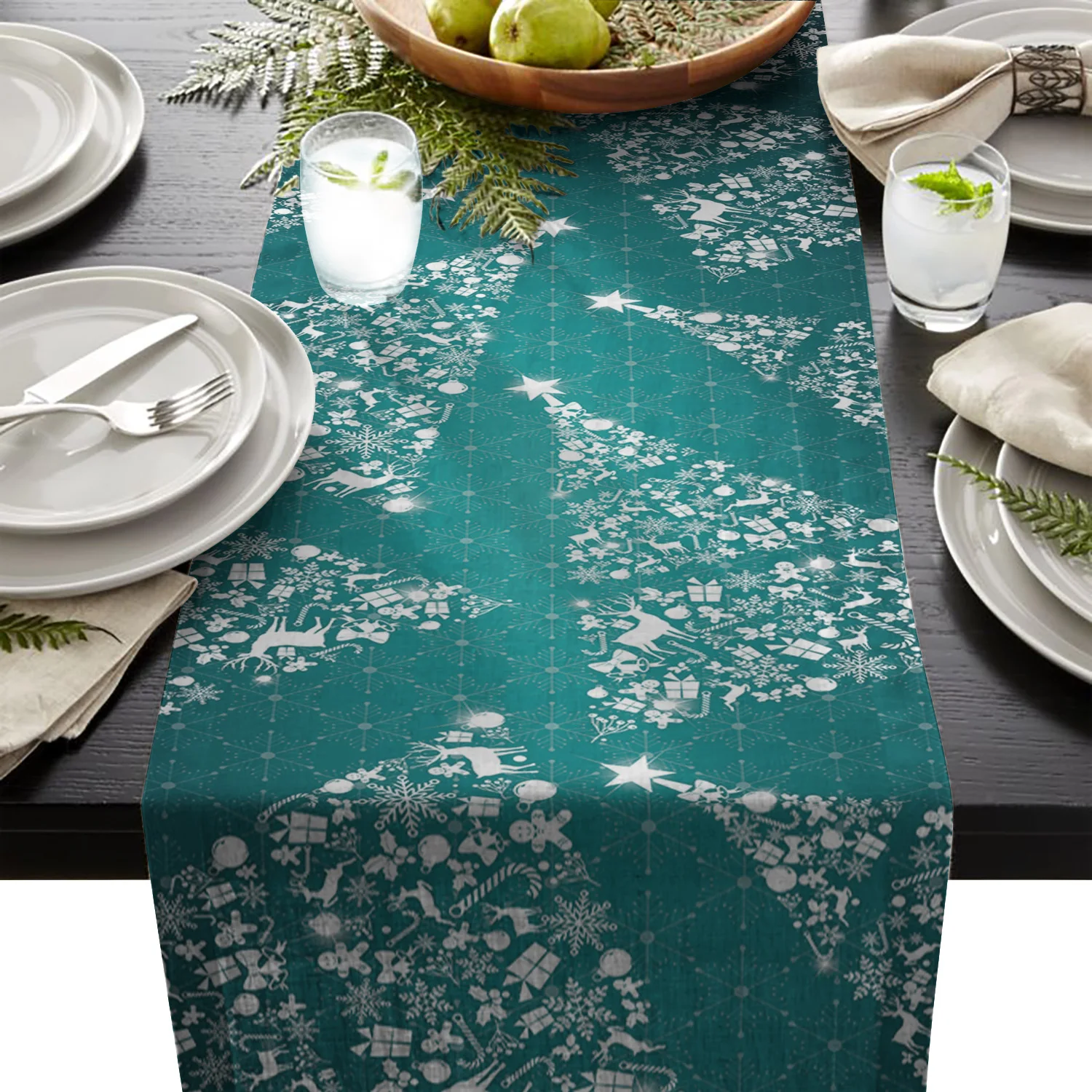 Зеленые рождественские украшения с принтом Счастливого Рождества для дома