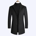 Мужское шерстяное пальто, однотонное высококачественное пальто из смешанной шерсти для осени и зимы