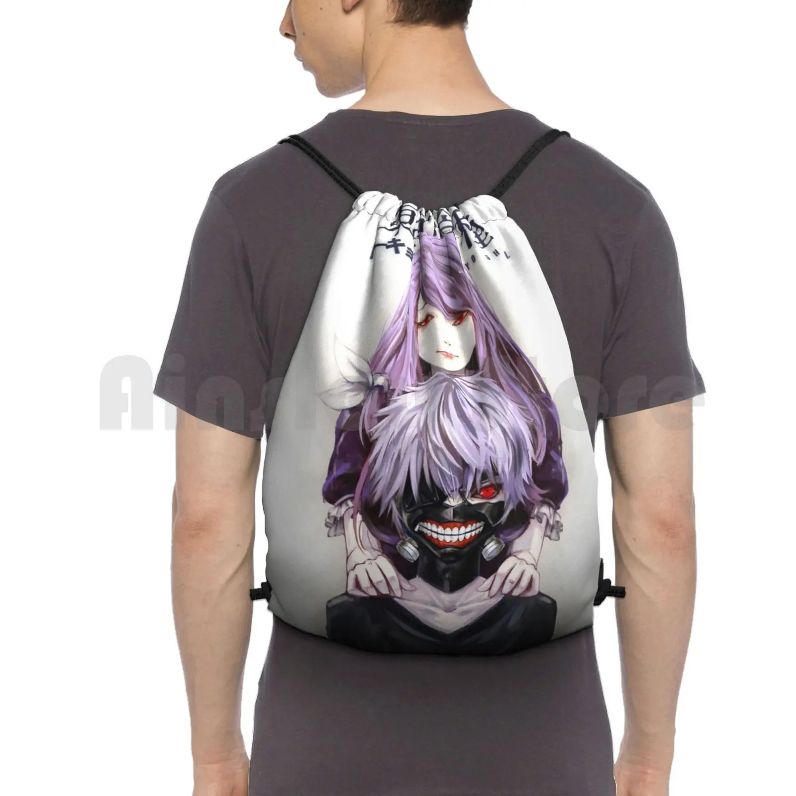 

Tokyo Ghoul Backpack Drawstring Bags Gym Bag Waterproof Tokyoghoul Kaneki Anime Manga Moda Gamer