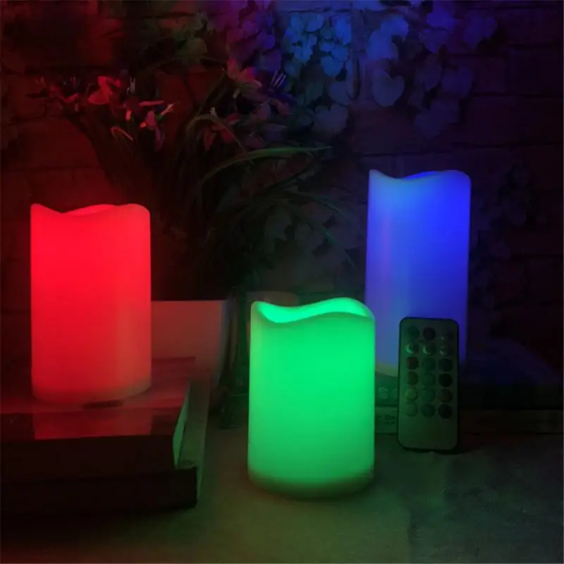 

3pcs/set Colorful Led Remote Control Candle Light Usb Recharge Candle Lamps Led Candles Tealight Candles Party Decor Night Lamp