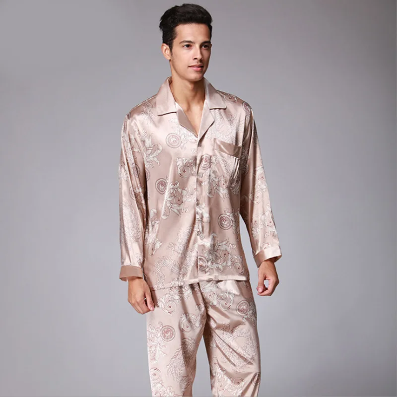 Мужской пижамный комплект из двух предметов, с принтом, длинные брюки, мужской банный халат, повседневный и простой спортивный костюм, роско... от AliExpress WW
