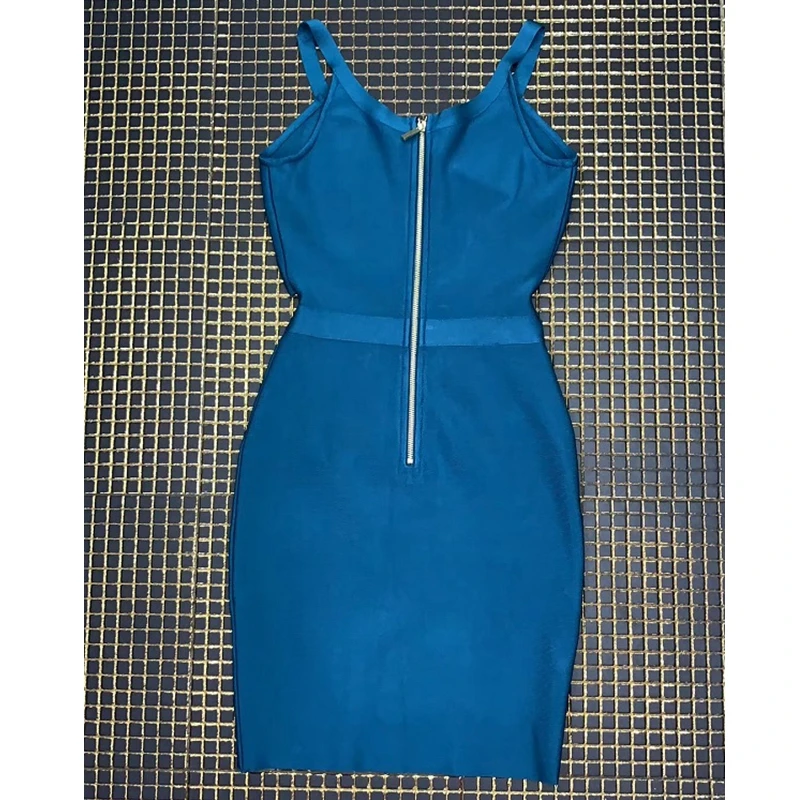 

2019 New Arrival Fashion Blue Bodycon Bandage Dress Sexy Hollow Out Spaghetti Strap Dress Night Club Party Dresses Vestidos