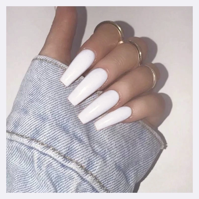 

2021 New20pcs False Nails Long Ballet Ballet Type Wearing Nail Art Coffin False Nail Patch Trapezoidal Fake Nails