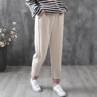 Бархатные однотонные брюки-шаровары, женские зимние тонкие шаровары с высокой талией, плотные шерстяные брюки, женские повседневные брюки в 9 точек, 2020