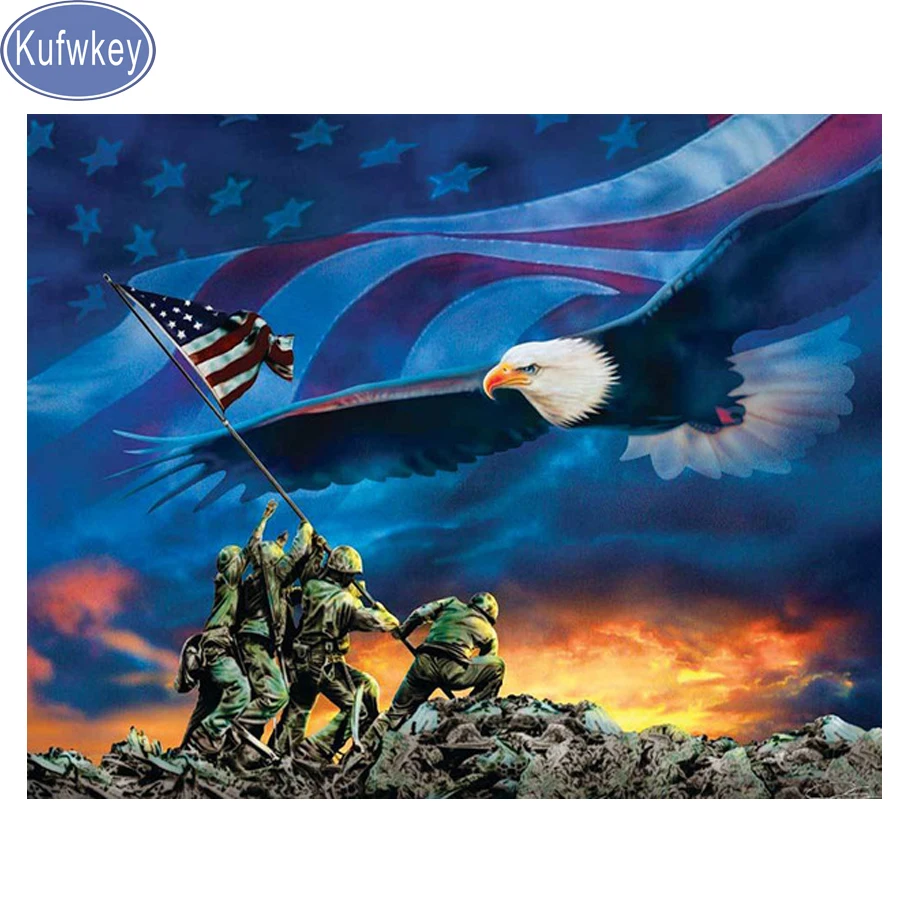 5d алмазная вышивка &quotсделай сам&quot американский орлан и военная живопись полная