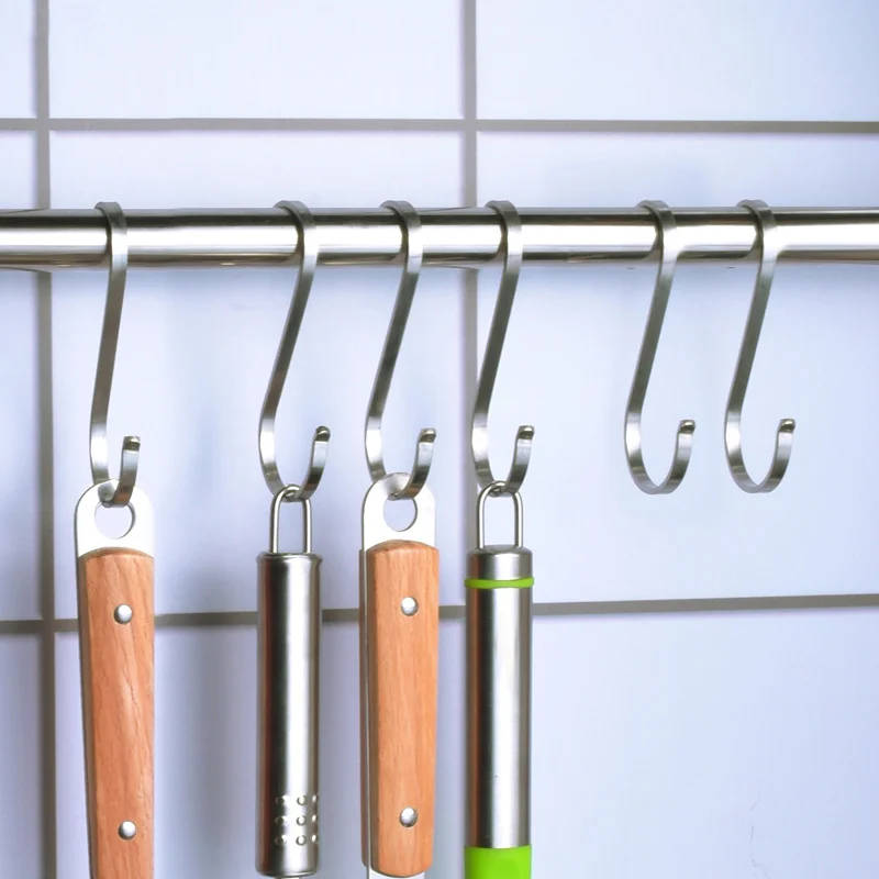 

2 Pcs Stainless Steel S Hooks Hanging Clothes Umbrella Kitchen Sundries Hanger TSH Shop