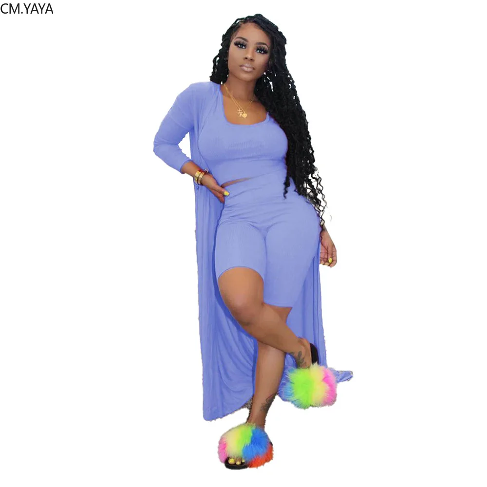 Женский спортивный костюм CM.YAYA трикотажный топ на бретелях Длинные Макси-часы