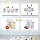 Настенный постер с красочными зубами, рисование на холсте в скандинавском стиле, настенные картины для гостиной без рамки