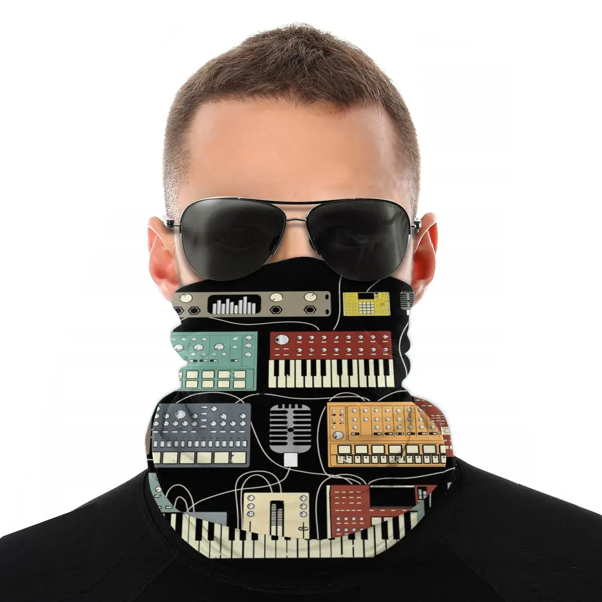 

Электронные шарфы для музыкантов маска на половину лица унисекс шарф-труба на Хэллоуин бесшовная бандана Защитная повязка на голову для ак...