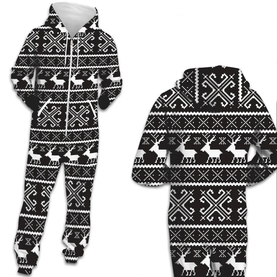 Модный женский и мужской комбинезон пижама Осень-зима повседневный с капюшоном