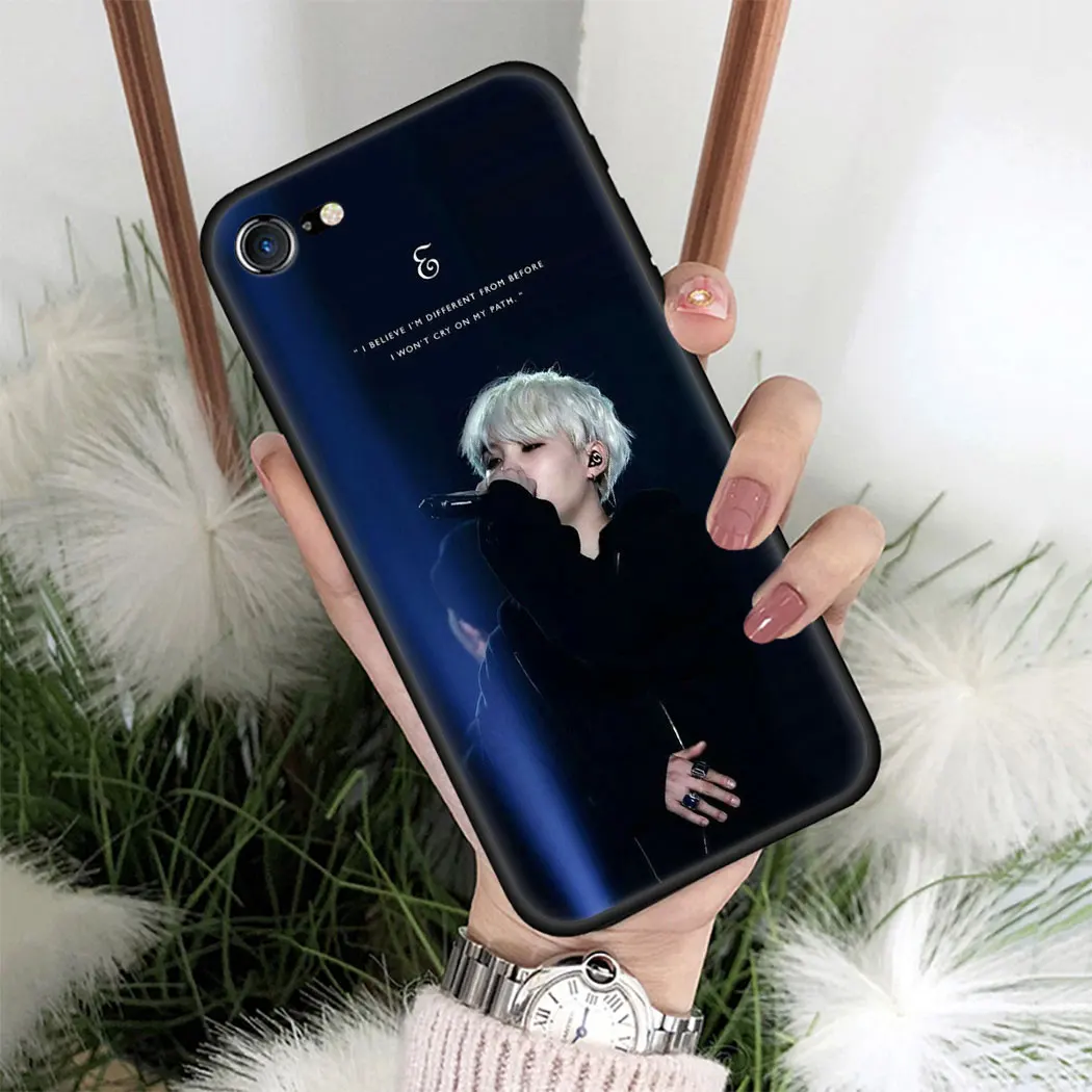 Мягкий силиконовый чехол для iPhone 11 Pro Max XS XR X SE 5 5s 7 8 6 6s Plus черный телефона Suga K Pop Min