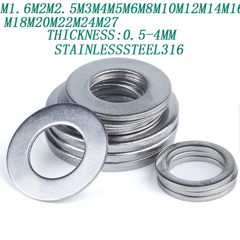 Плоская шайба из нержавеющей стали 316 толщина простая плоская gasket1226 |