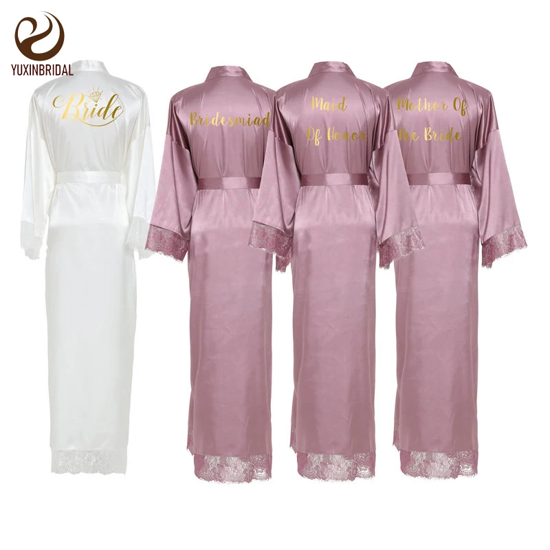 Шелковое сатиновое кружевное платье YUXINBRIDAL белый банный халат подружки невесты